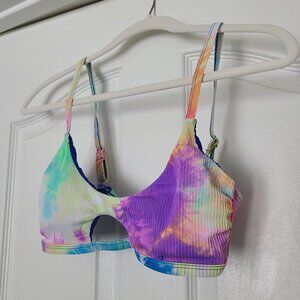 Tinibikini bright pastel tie dye neon keyhole cutout strappy 2 piece bikini set